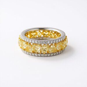 Brilliant Yellow 18K White Gold Diamond Band Ring